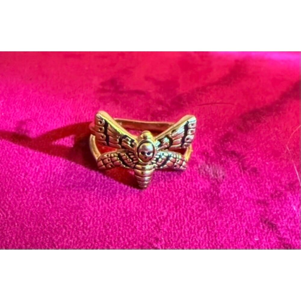 Little Rooms Clarice Ring 18K Gold Plated Stainless Steel Death Head Hawksmoth